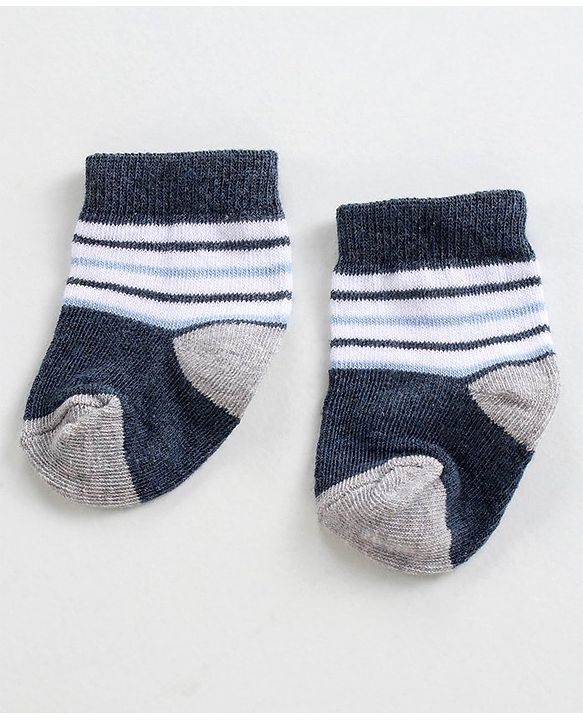 Cutewalk by Babyhug Anti-Bacterial Ankle Length Socks Pack of 3 - Black Grey