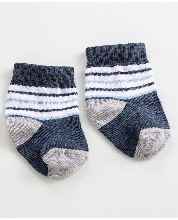 Cutewalk by Babyhug Anti-Bacterial Ankle Length Socks Pack of 3 - Black Grey