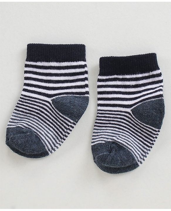 Cutewalk by Babyhug Anti-Bacterial Ankle Length Socks Pack of 3 - Black Grey