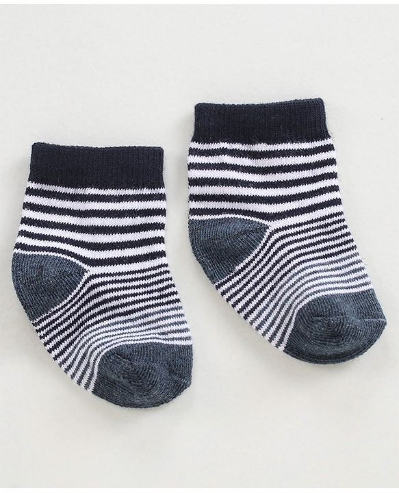 Cutewalk by Babyhug Anti-Bacterial Ankle Length Socks Pack of 3 - Black Grey