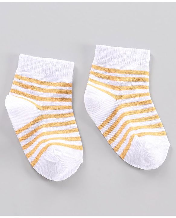 Cute Walk by Babyhug Ankle Length Antibacterial Socks Stripe And Car Design Pack Of 3 - Blue Red Yellow
