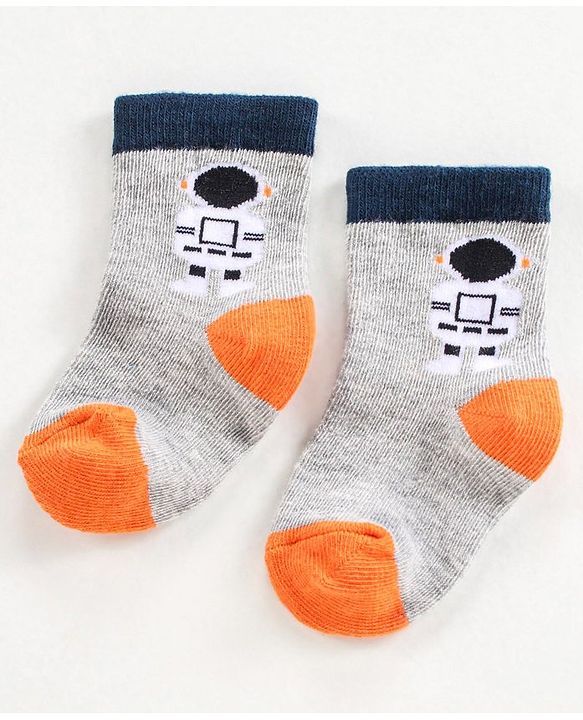 Cutewalk by Babyhug Anti-Bacterial Ankle Length Socks Pack of 3 - Navy Blue Grey