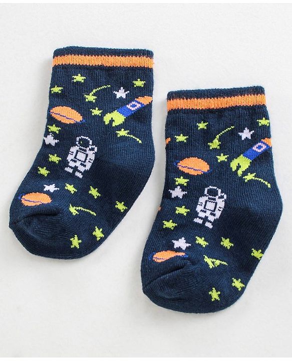 Cutewalk by Babyhug Anti-Bacterial Ankle Length Socks Pack of 3 - Navy Blue Grey