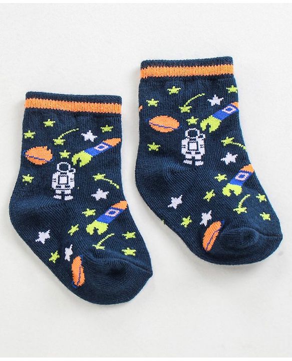 Cutewalk by Babyhug Anti-Bacterial Ankle Length Socks Pack of 3 - Navy Blue Grey