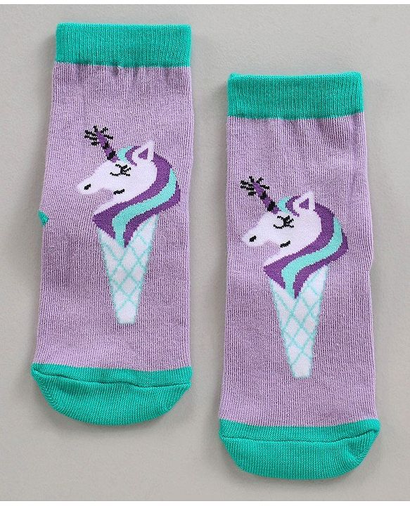 Cutewalk by Babyhug Anti-Bacterial Ankle Length Socks Pack of 3 - Blue Violet