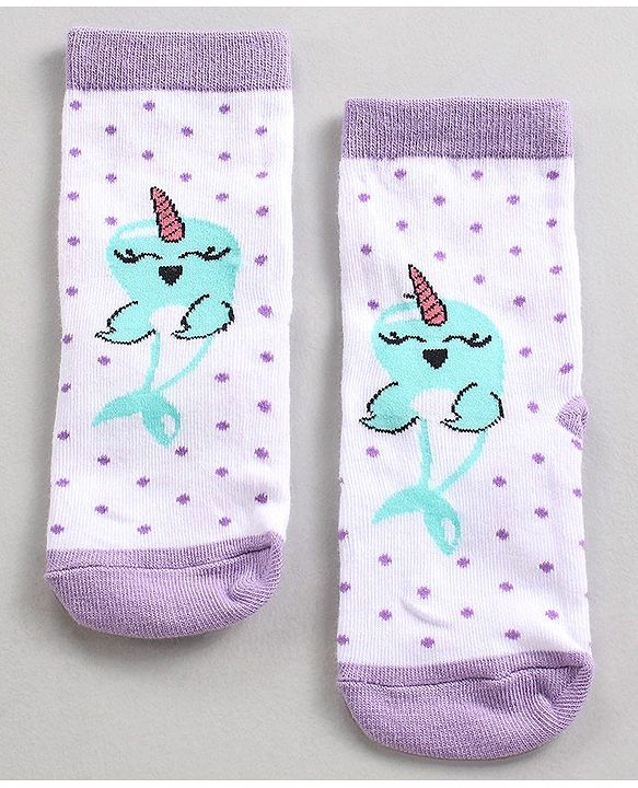 Cutewalk by Babyhug Anti-Bacterial Ankle Length Socks Pack of 3 - Blue Violet