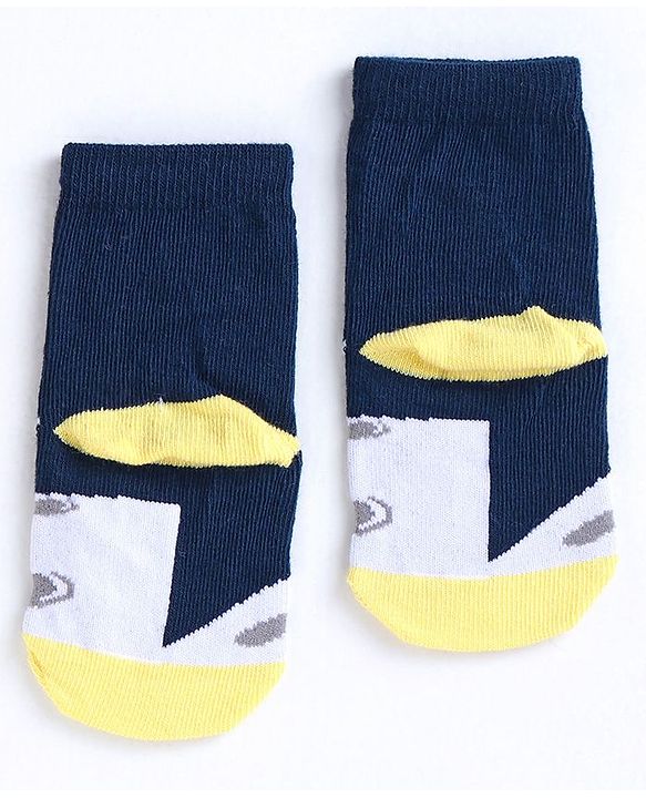Cute Walk by Babyhug Ankle Length Anti Bacterial Socks Space Design Pack of 3 - Blue White