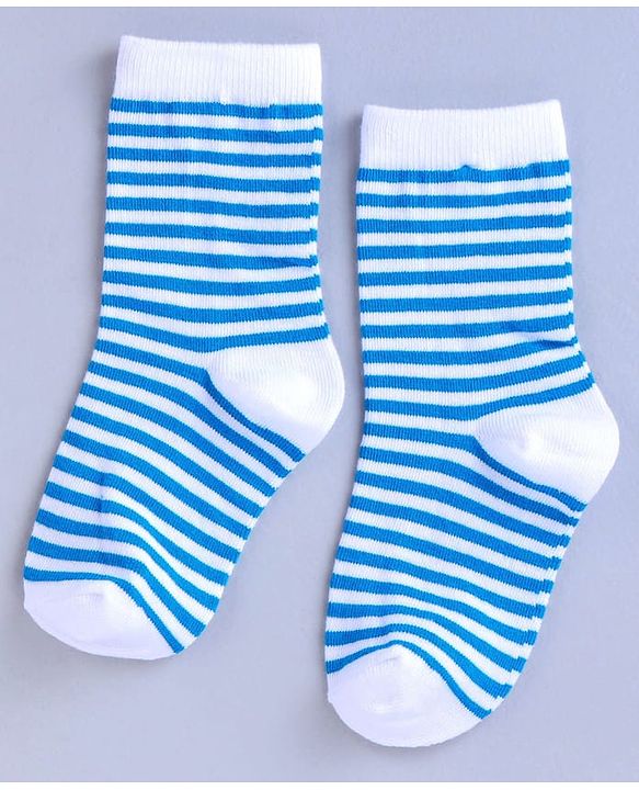 Cute Walk by Babyhug Mid Calf Length Anti Bacterial Socks Star Design Pack of 3 - Blue White