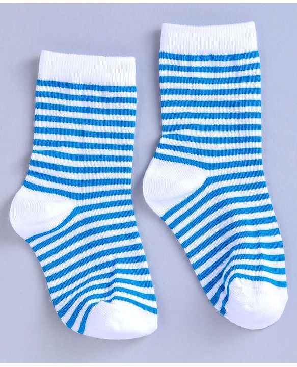 Cute Walk by Babyhug Mid Calf Length Anti Bacterial Socks Star Design Pack of 3 - Blue White
