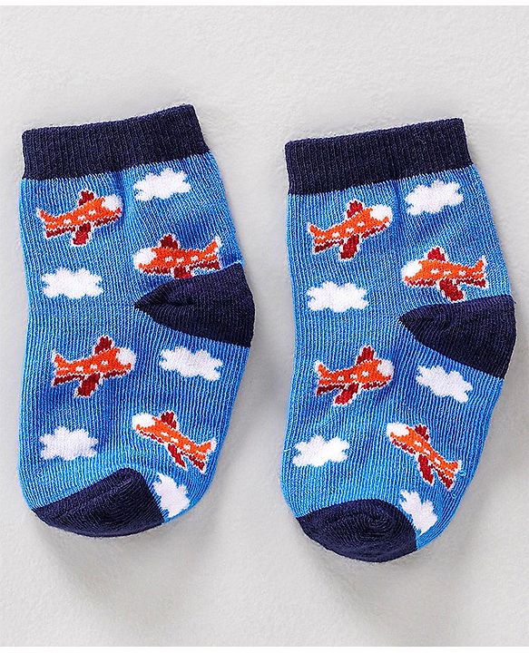 Cute Walk by Babyhug Ankle Length Anti Bacterial Socks Stripes Print Pack of 3- Blue & Red