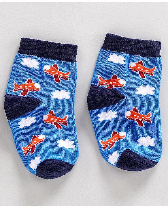 Cute Walk by Babyhug Ankle Length Anti Bacterial Socks Stripes Print Pack of 3- Blue & Red