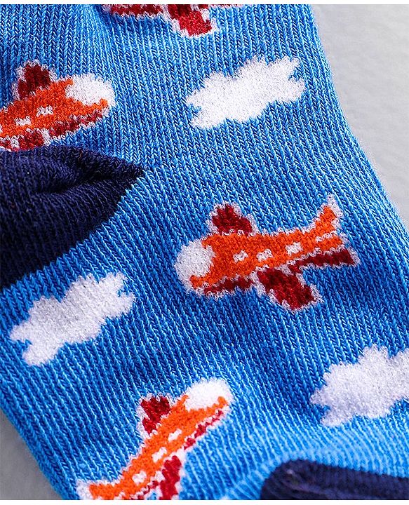 Cute Walk by Babyhug Ankle Length Anti Bacterial Socks Stripes Print Pack of 3- Blue & Red