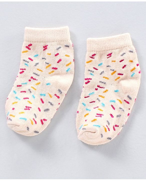Cutewalk by Babyhug Anti-bacterial Ankle Length Socks Pack of 5 Ice Cream Design - Pink Black