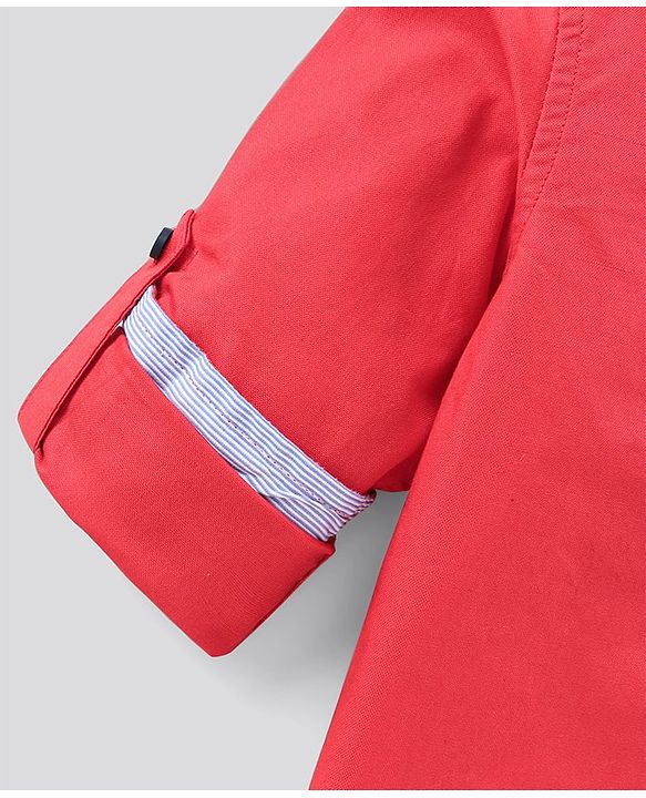 Pine Kids Full Sleeves Solid Shirt Softener Wash - Red