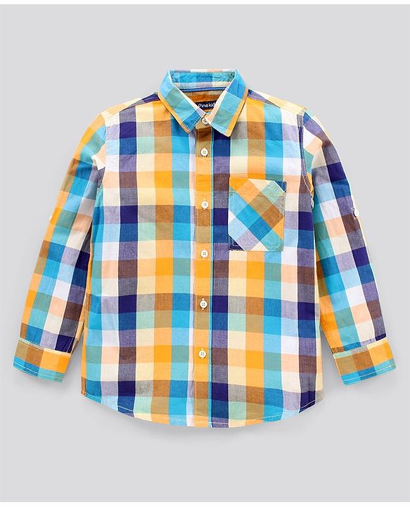 Pine Kids Full Sleeves Check Shirt With Tie Softner Wash - Multicolor