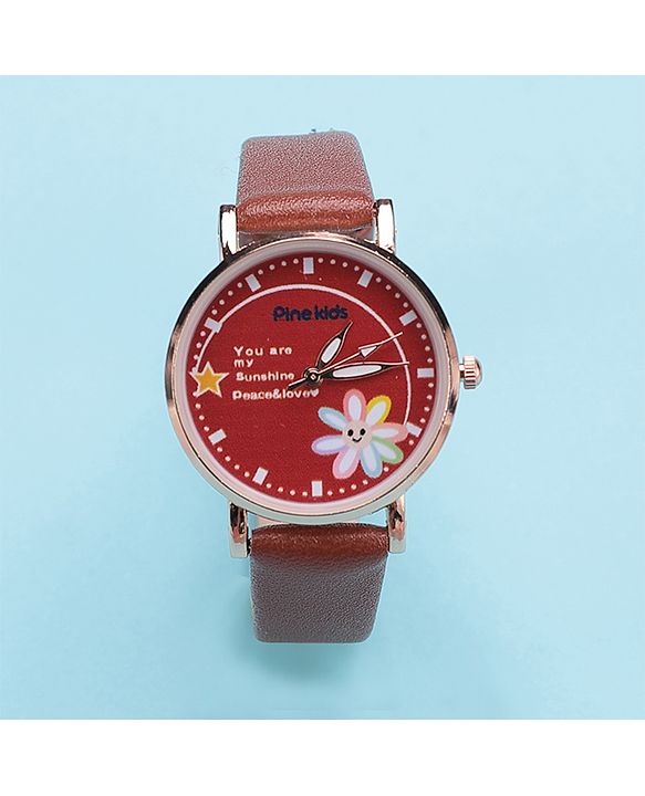 Pine Kids Analog Watch And Bracelet - Red