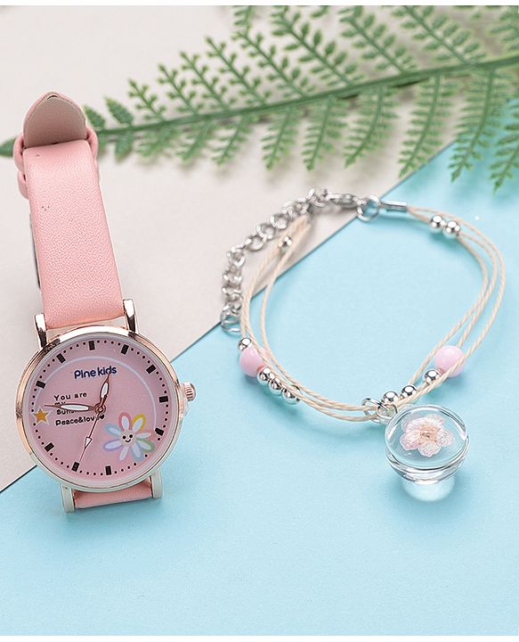 Pine Kids Analog Watch With Bracelet - Pink