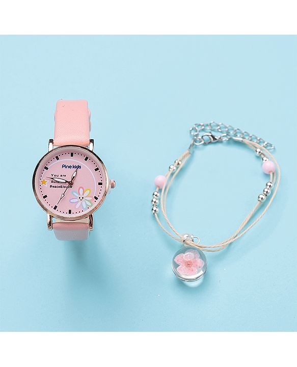 Pine Kids Analog Watch With Bracelet - Pink