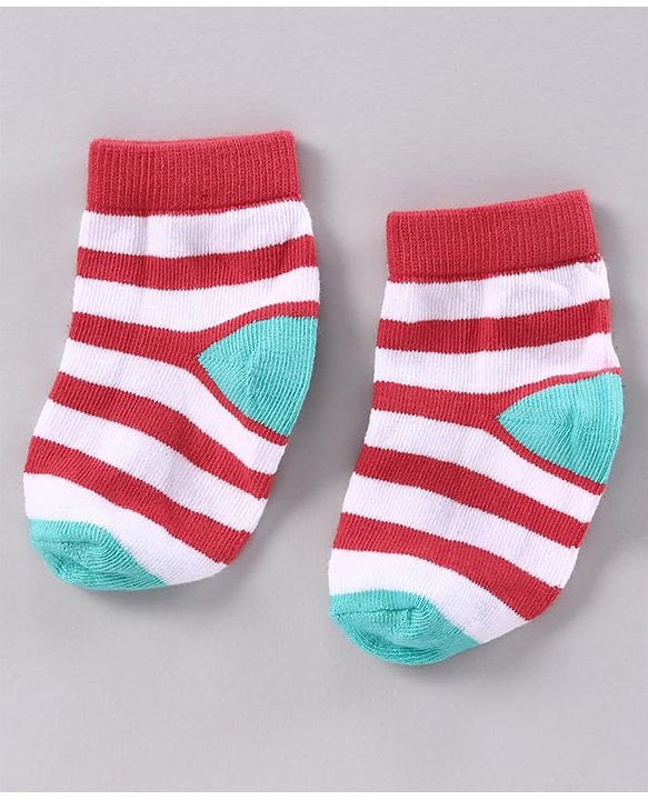 Cutewalk by Babyhug Anti-bacterial Ankle Length Terry Socks Pack of 5 Striped - Yellow Blue Orange Navy Red