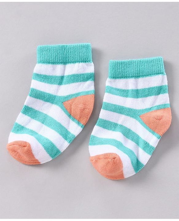 Cutewalk by Babyhug Anti-bacterial Ankle Length Terry Socks Pack of 5 Striped - Yellow Blue Orange Navy Red