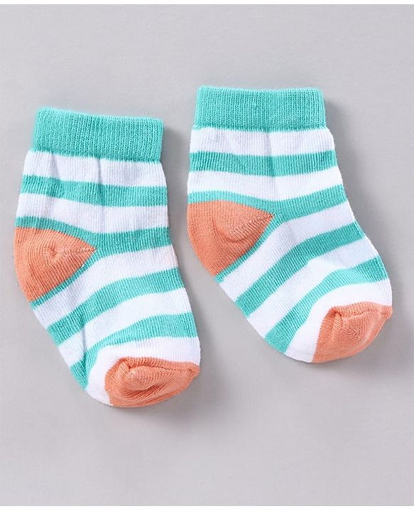 Cutewalk by Babyhug Anti-bacterial Ankle Length Terry Socks Pack of 5 Striped - Yellow Blue Orange Navy Red