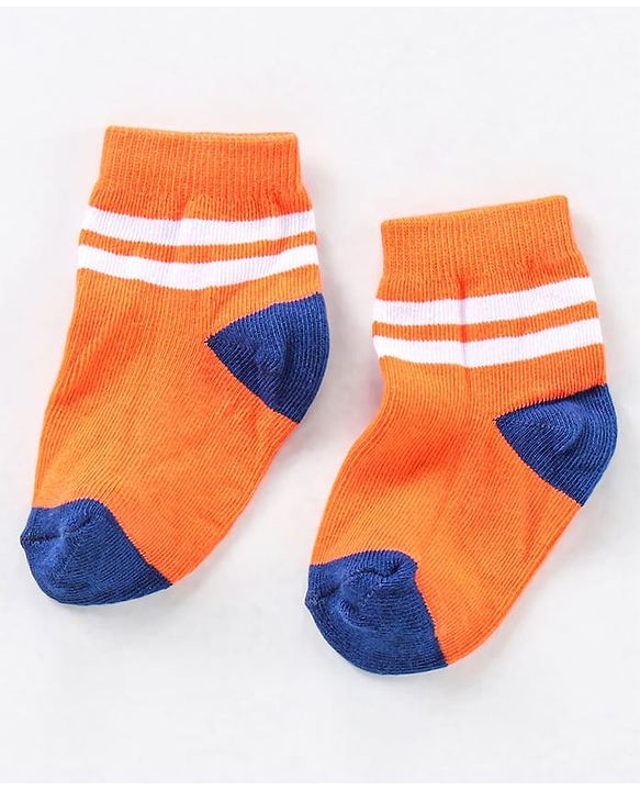 Cute Walk by Babyhug Ankle Length Anti Bacterial Striped Socks Pack of 5 - Blue Yellow Orange