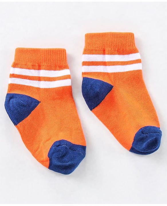 Cute Walk by Babyhug Ankle Length Anti Bacterial Striped Socks Pack of 5 - Blue Yellow Orange