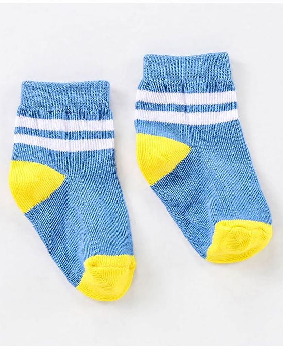 Cute Walk by Babyhug Ankle Length Anti Bacterial Striped Socks Pack of 5 - Blue Yellow Orange