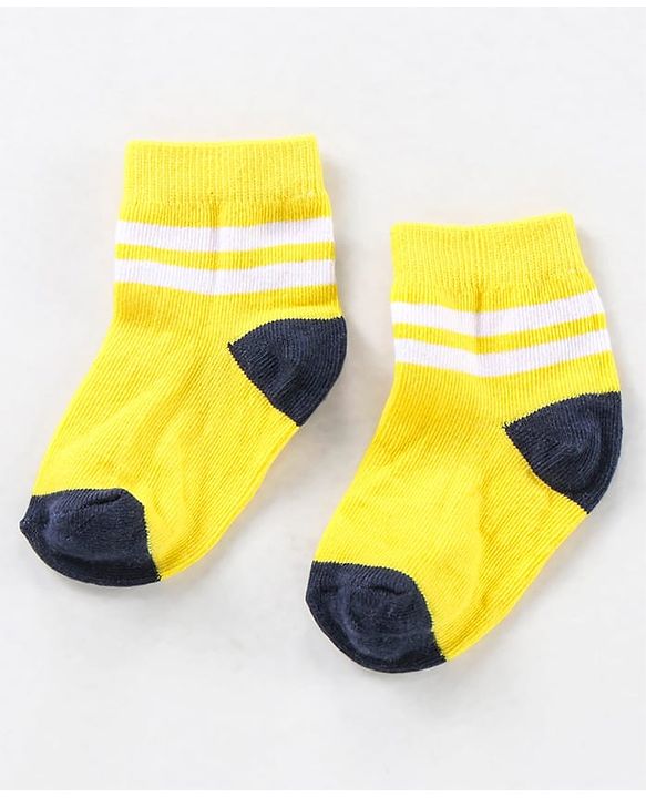 Cute Walk by Babyhug Ankle Length Anti Bacterial Striped Socks Pack of 5 - Blue Yellow Orange