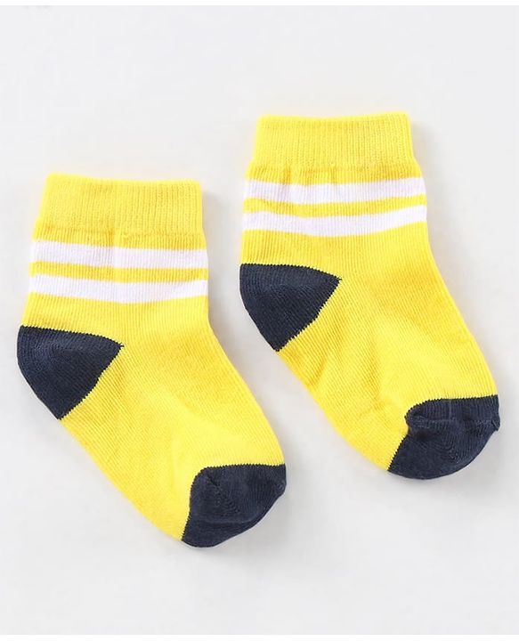 Cute Walk by Babyhug Ankle Length Anti Bacterial Striped Socks Pack of 5 - Blue Yellow Orange