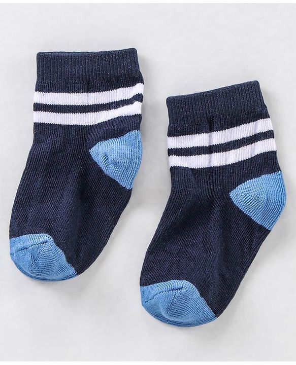 Cute Walk by Babyhug Ankle Length Anti Bacterial Striped Socks Pack of 5 - Blue Yellow Orange