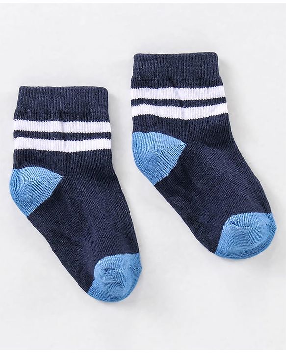 Cute Walk by Babyhug Ankle Length Anti Bacterial Striped Socks Pack of 5 - Blue Yellow Orange