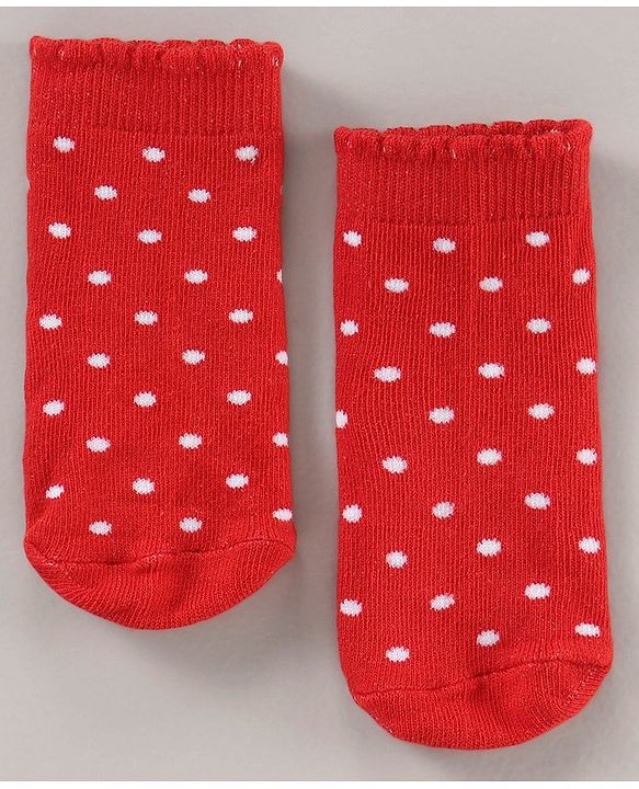 Cute Walk by Babyhug Cotton Blend Ankle Length Anti Bacterial Socks Strawberry Design Pack of 3 - Red Pink