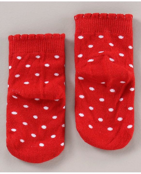 Cute Walk by Babyhug Cotton Blend Ankle Length Anti Bacterial Socks Strawberry Design Pack of 3 - Red Pink