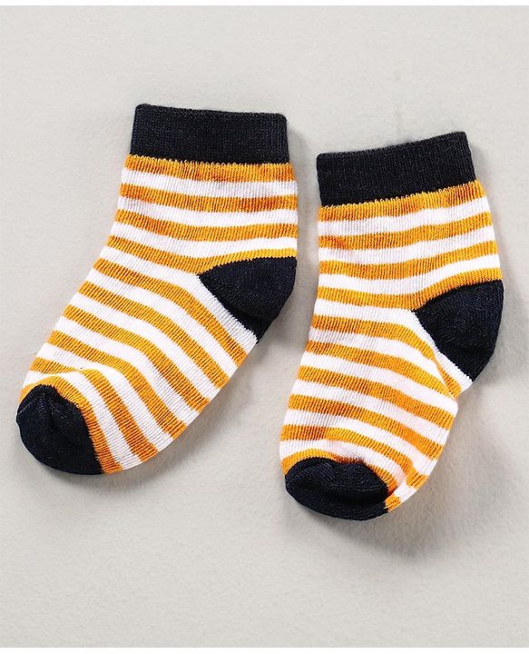 Cute Walk by Babyhug Cotton Anti Bacterial Ankle Length Socks Striped Pack of 3 - Multicolour