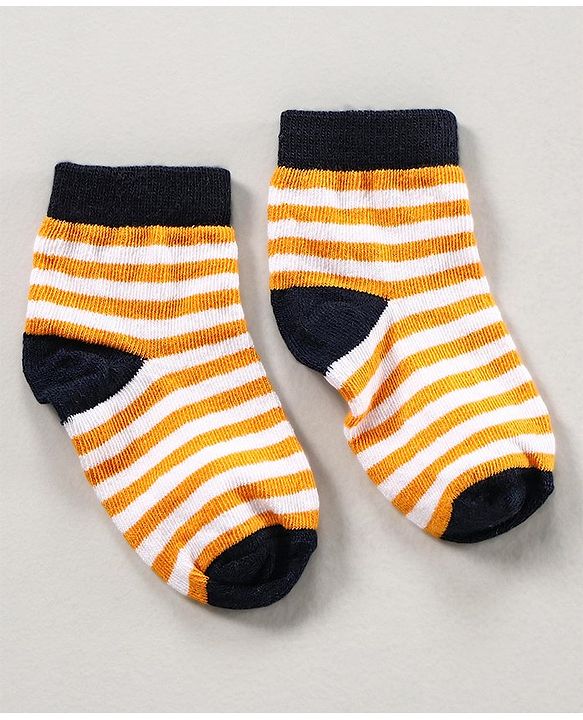 Cute Walk by Babyhug Cotton Anti Bacterial Ankle Length Socks Striped Pack of 3 - Multicolour