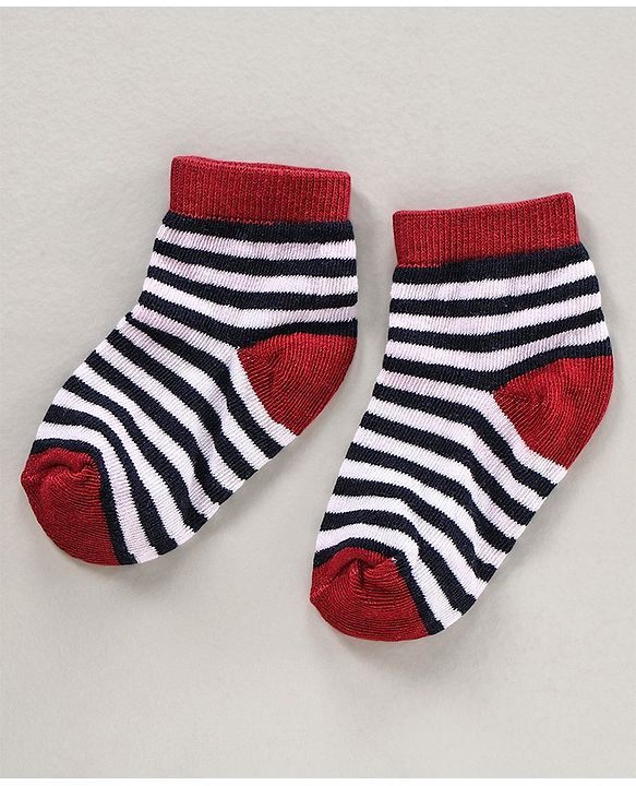 Cute Walk by Babyhug Cotton Anti Bacterial Ankle Length Socks Striped Pack of 3 - Multicolour