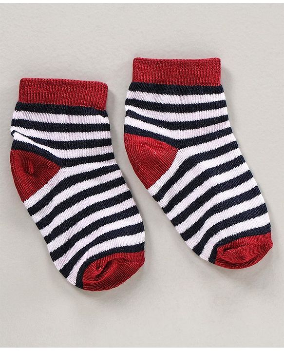 Cute Walk by Babyhug Cotton Anti Bacterial Ankle Length Socks Striped Pack of 3 - Multicolour