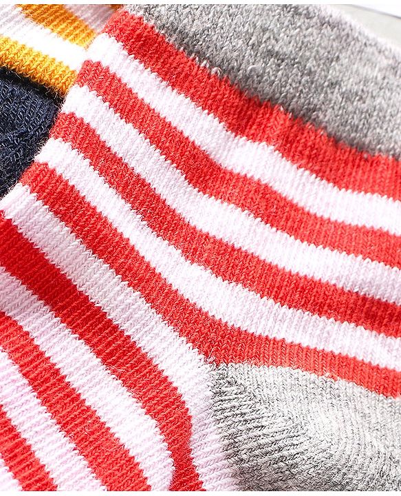 Cute Walk by Babyhug Cotton Anti Bacterial Ankle Length Socks Striped Pack of 3 - Multicolour