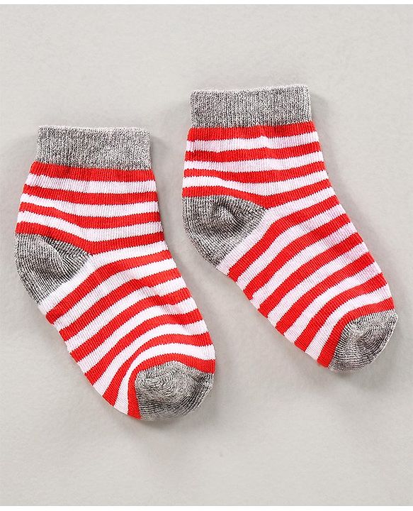 Cute Walk by Babyhug Cotton Anti Bacterial Ankle Length Socks Striped Pack of 3 - Multicolour