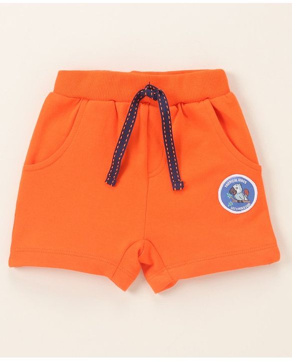Babyhug Half Sleeves Tee & Shorts Birds - Navy Orange