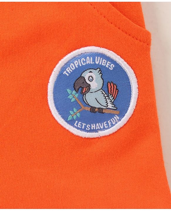 Babyhug Half Sleeves Tee & Shorts Birds - Navy Orange