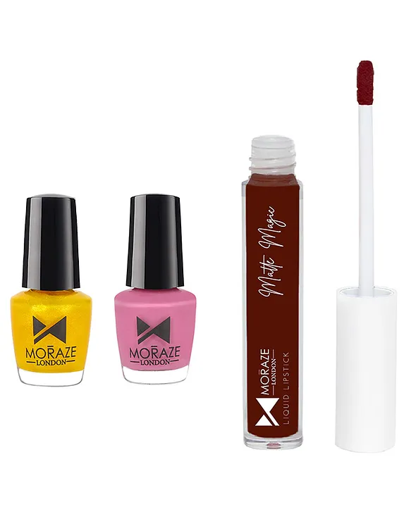 Moraze Nail Polish & Lipstick Combo Pack of 3 13 ml Online in India, Buy at  Best Price from Firstcry.com - 10413759