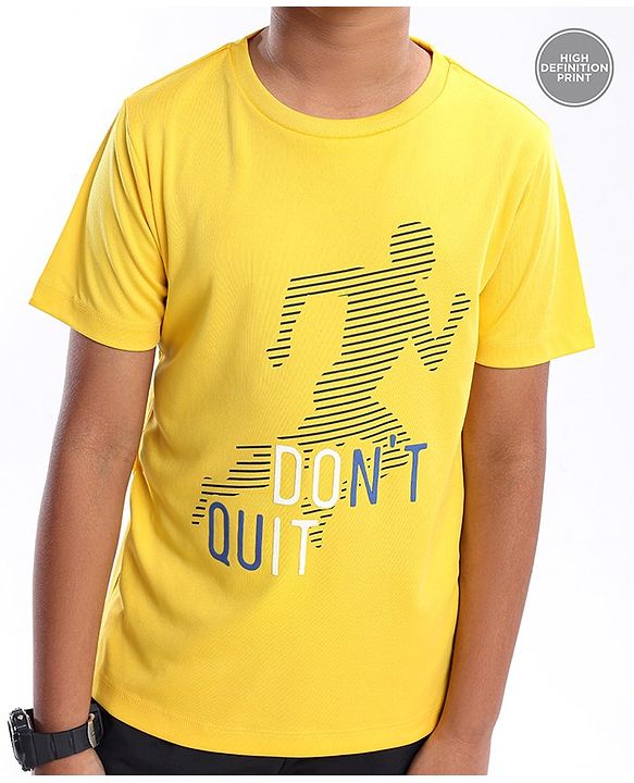 Pine Active Half Sleeves Lycra T-shirt HD Print - Yellow