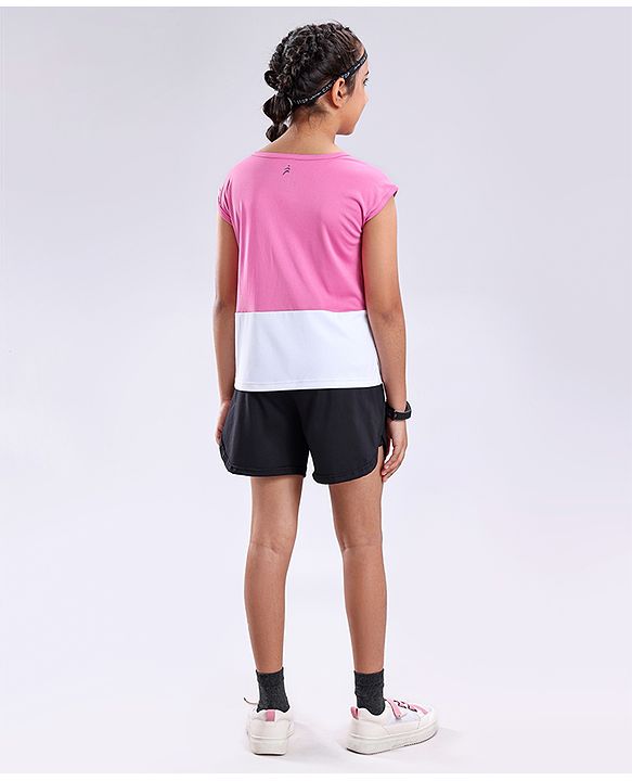 Pine Active Half Sleeves Lycra T-shirt HD Print - Pink