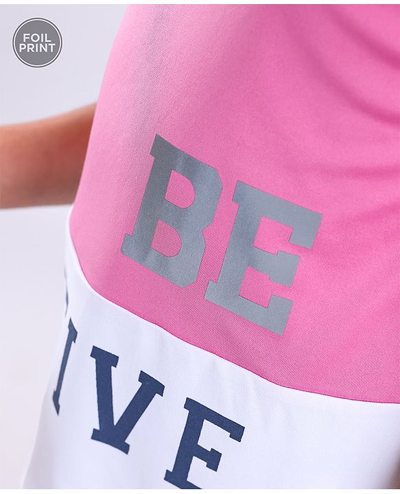 Pine Active Half Sleeves Lycra T-shirt HD Print - Pink