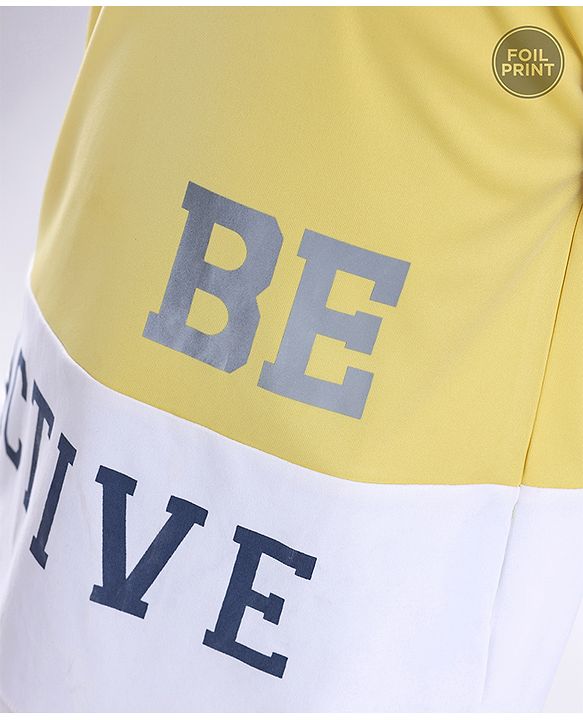 Pine Active Half Sleeves Lycra T-shirt HD Print - Yellow