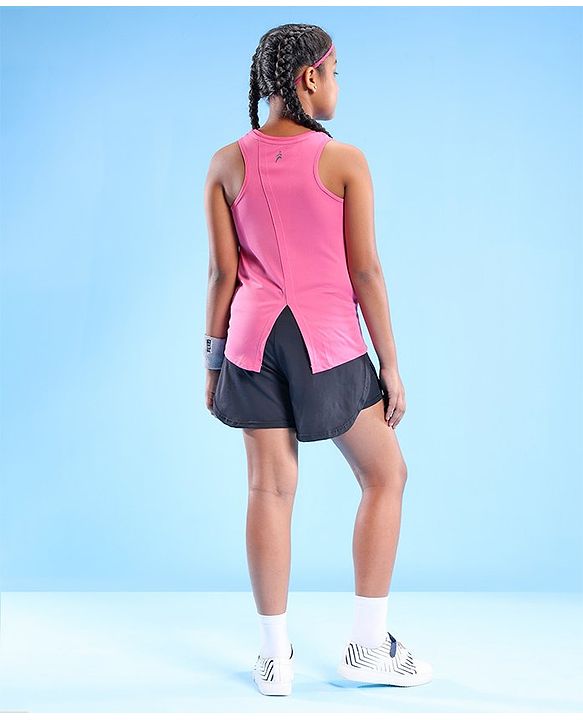 Pine Active Skin Friendly & Breathable Sleeveless Sports Top Go Girl Print - Fuchsia