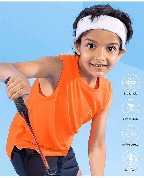 Pine Active Sleeveless Solid Colour Tee - Orange