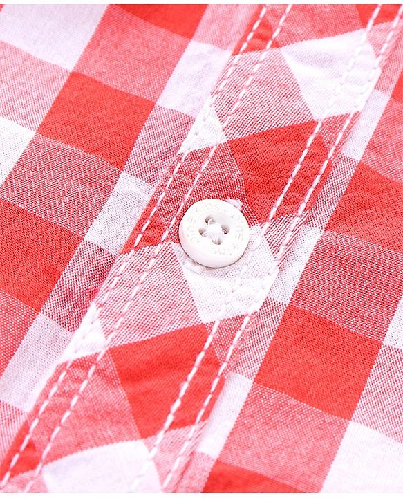 Pine Kids Full Sleeves Biowash Checks Shirt - Red